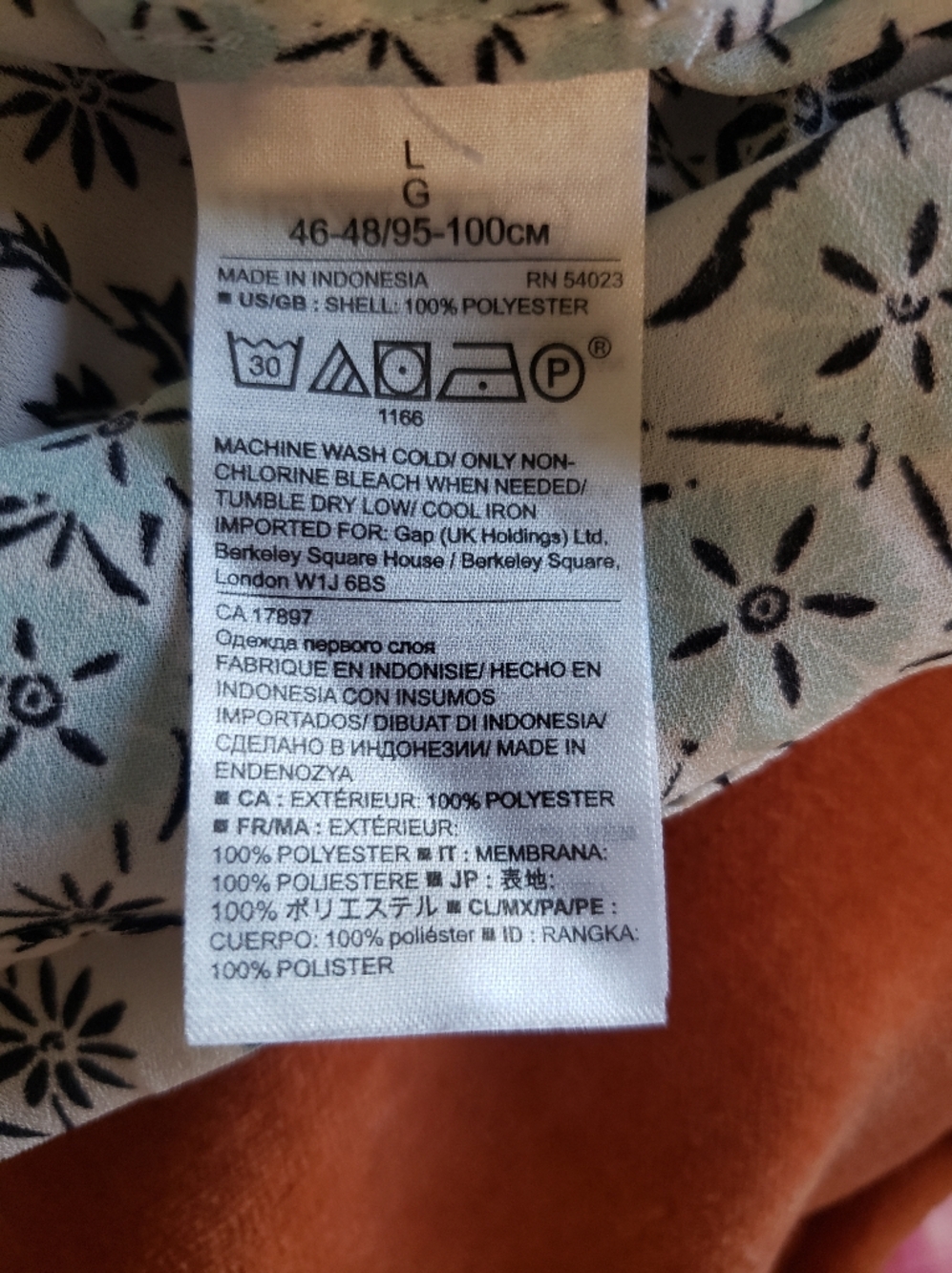 Banana Republic Off-White Button-Down Shirt with Black/Light Blue Floral Print - Picture 5 of 5